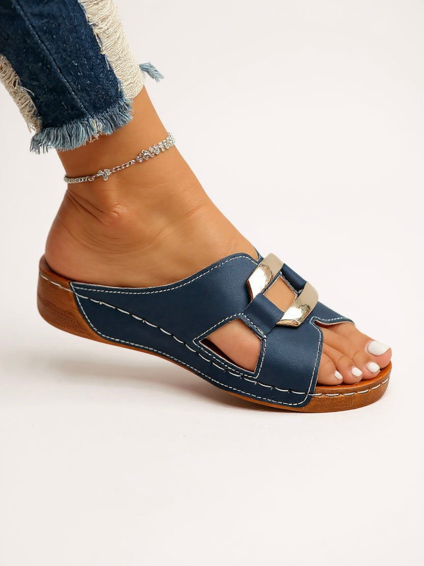 Abigail | Women Cushioned Slide Sandals with Adjustable Buckle