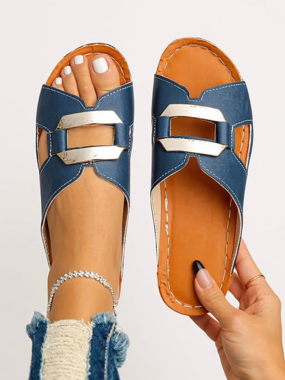 Abigail | Women Cushioned Slide Sandals with Adjustable Buckle