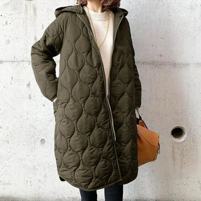 Katherine | Hooded Wave-Quilted Long Parka