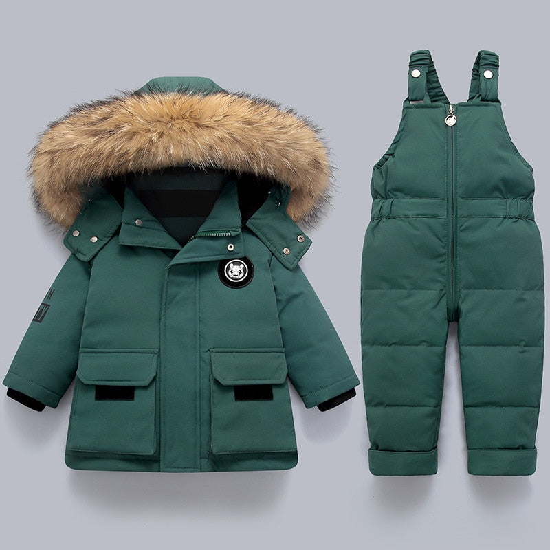 George | Kids' Hooded Winter Jacket and Overalls Set