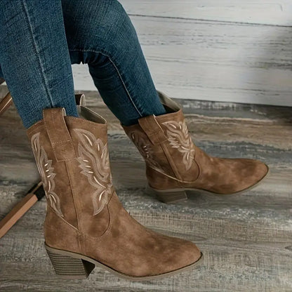 Audrey | Women's Stylish Cowboy Ankle Boots with Heel