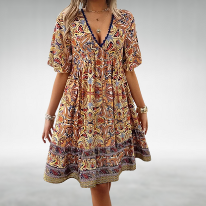 Presley | Women’s Boho Paisley Mini Dress | Paisley