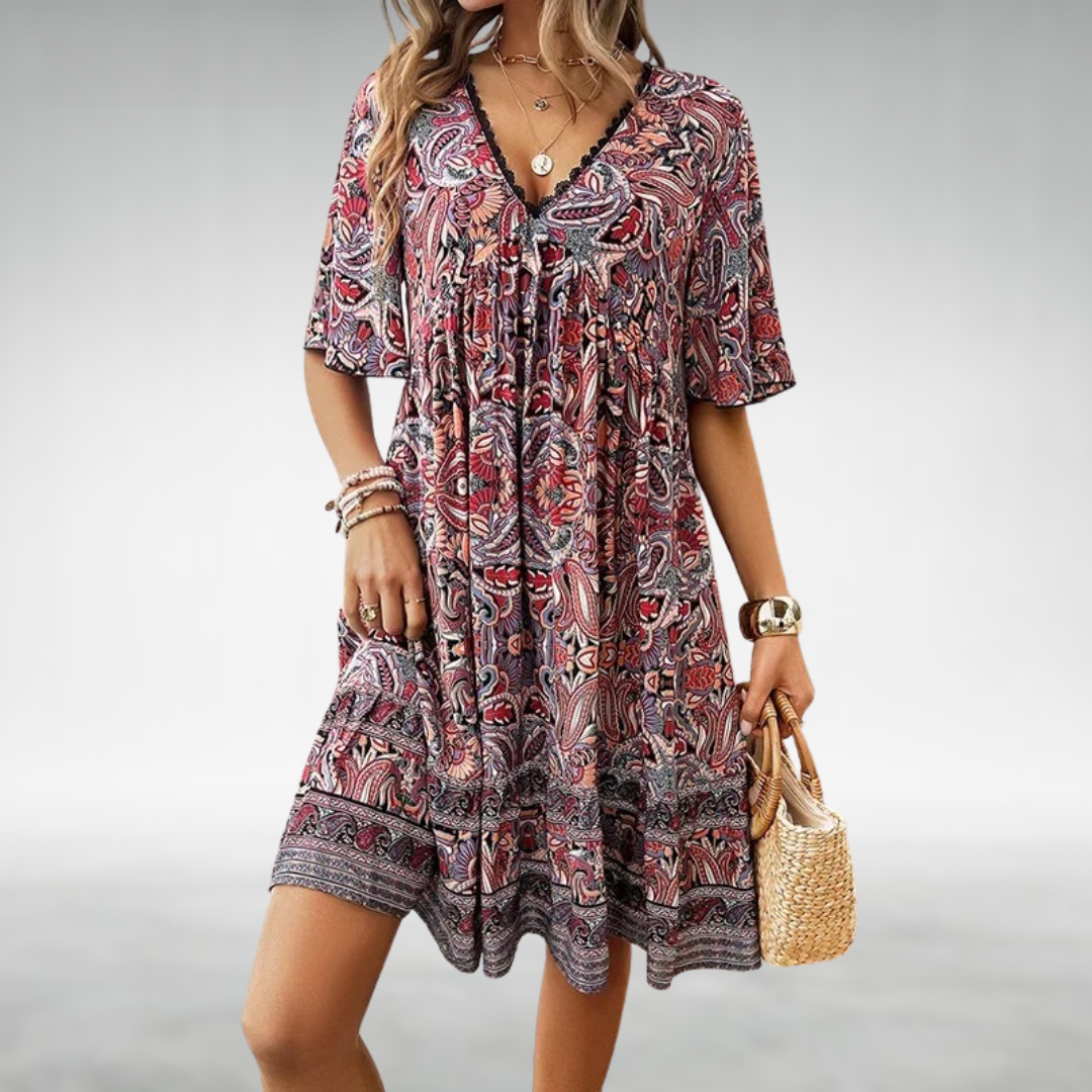 Presley | Women’s Boho Paisley Mini Dress | Paisley