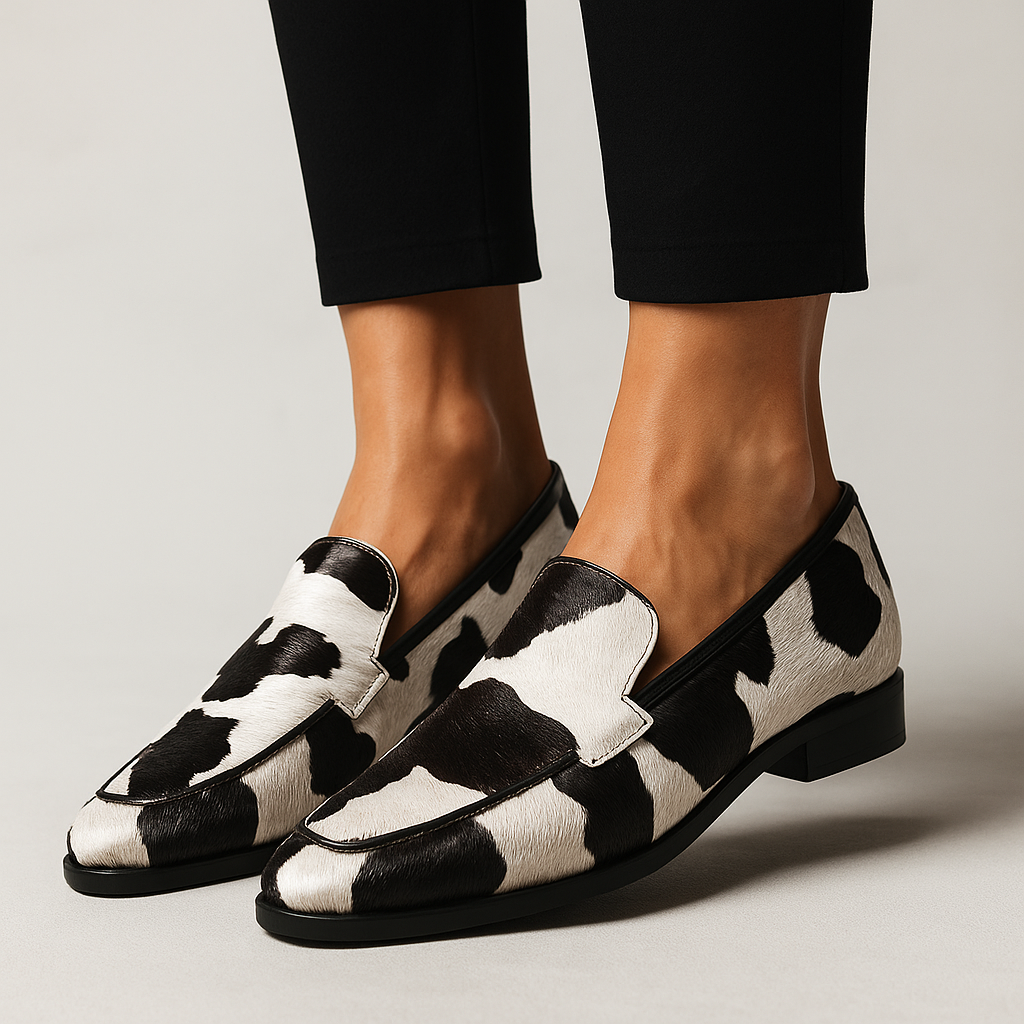 Zanlora | Women Loafers with Slip On Design and Pattern Detail