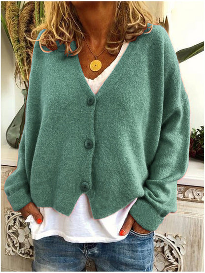 Donna | Loose Long Sleeve Knit Cardigan with V-neck