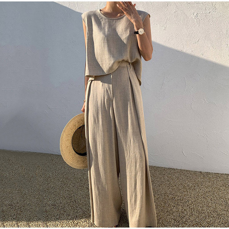 Tallulah | Women’s Sleeveless Crop Top and Wide-Leg Pants Set | Elegant