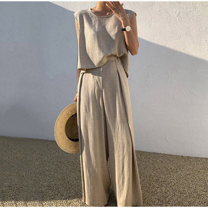 Tallulah | Women’s Sleeveless Crop Top and Wide-Leg Pants Set | Elegant