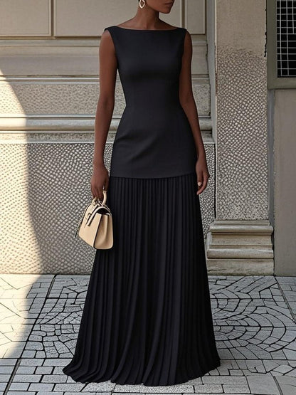 Ellison | Women’s Sleeveless Maxi Dress with Pleated Skirt | Sleeveless