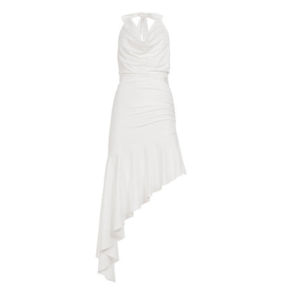 Francesca | Women’s elegant halterneck maxi dress with ruffles