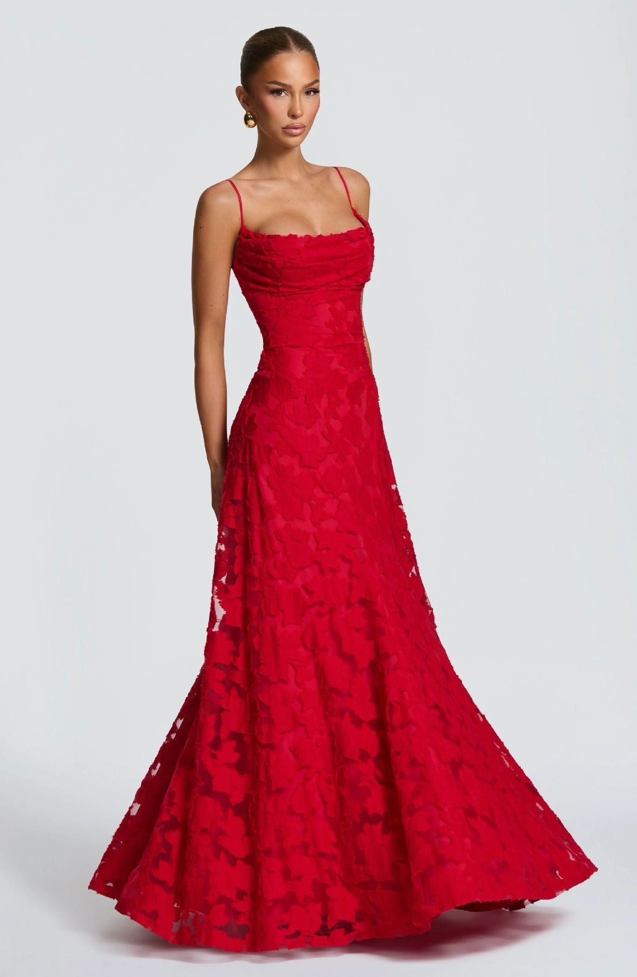 Elowen | Women’s maxi dress with floral lace appliqués
