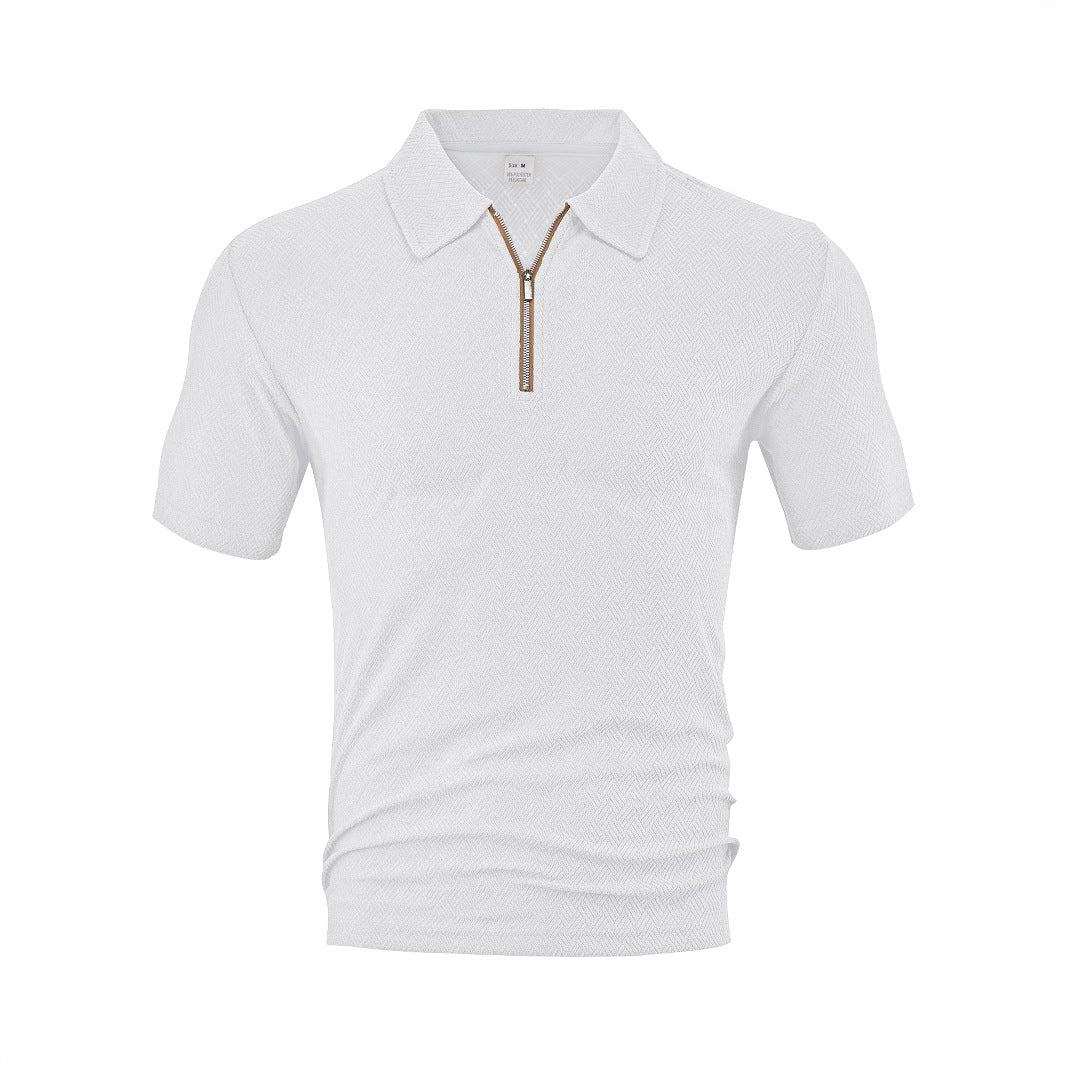Waylon | Men’s Textured Zip-Placket Knit Polo Shirt | Zipper