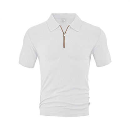 Waylon | Men’s Textured Zip-Placket Knit Polo Shirt | Zipper
