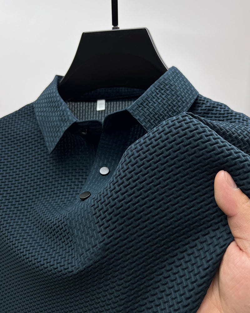 Xavier | Men’s Textured Geometric Knit Polo Shirt | Modern