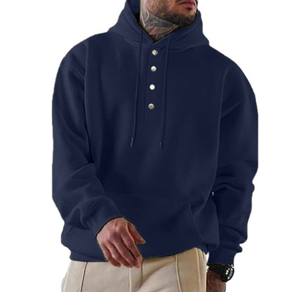Robert | Men's Hoodie with Button Placket and Hood
