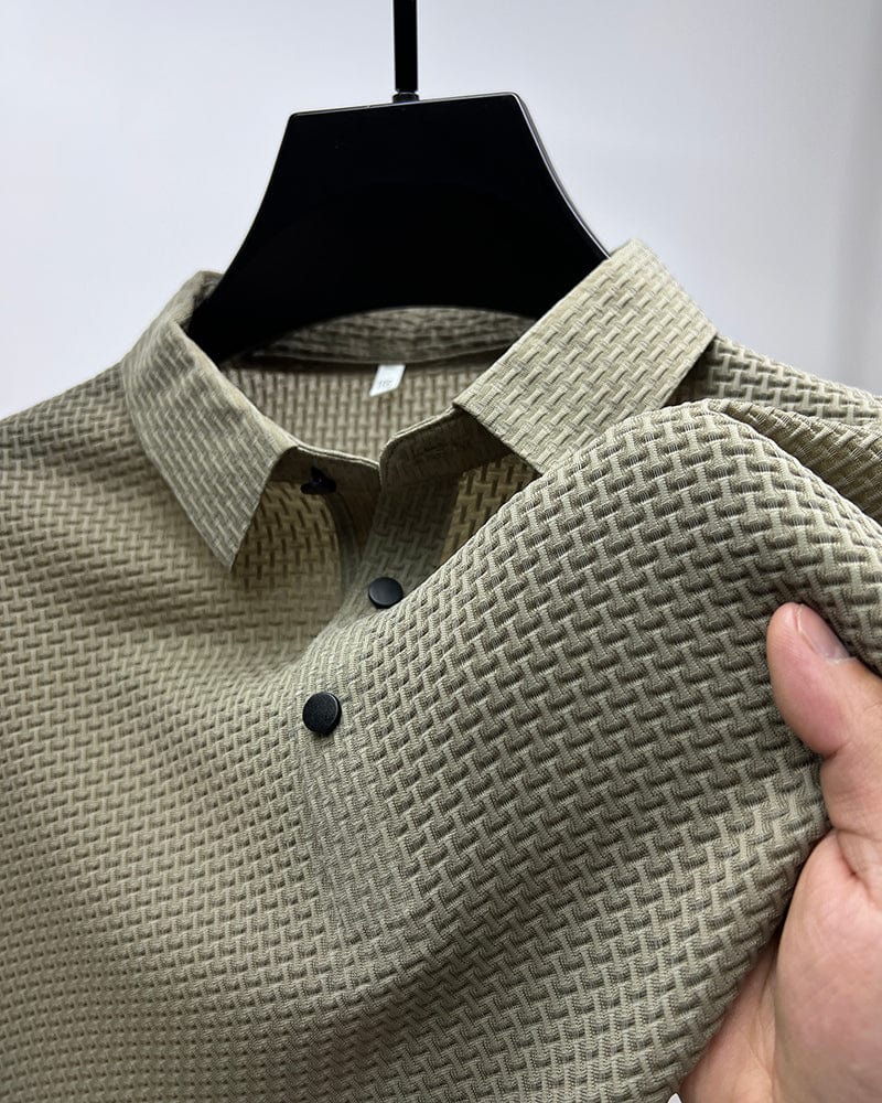 Xavier | Men’s Textured Geometric Knit Polo Shirt | Modern