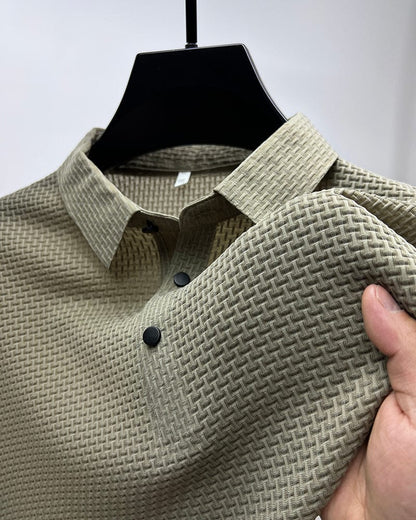 Xavier | Men’s Textured Geometric Knit Polo Shirt | Modern