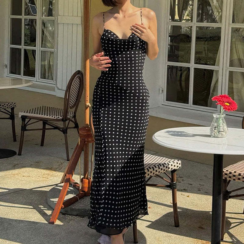 Harlow | Women’s polka dot maxi dress with spaghetti straps