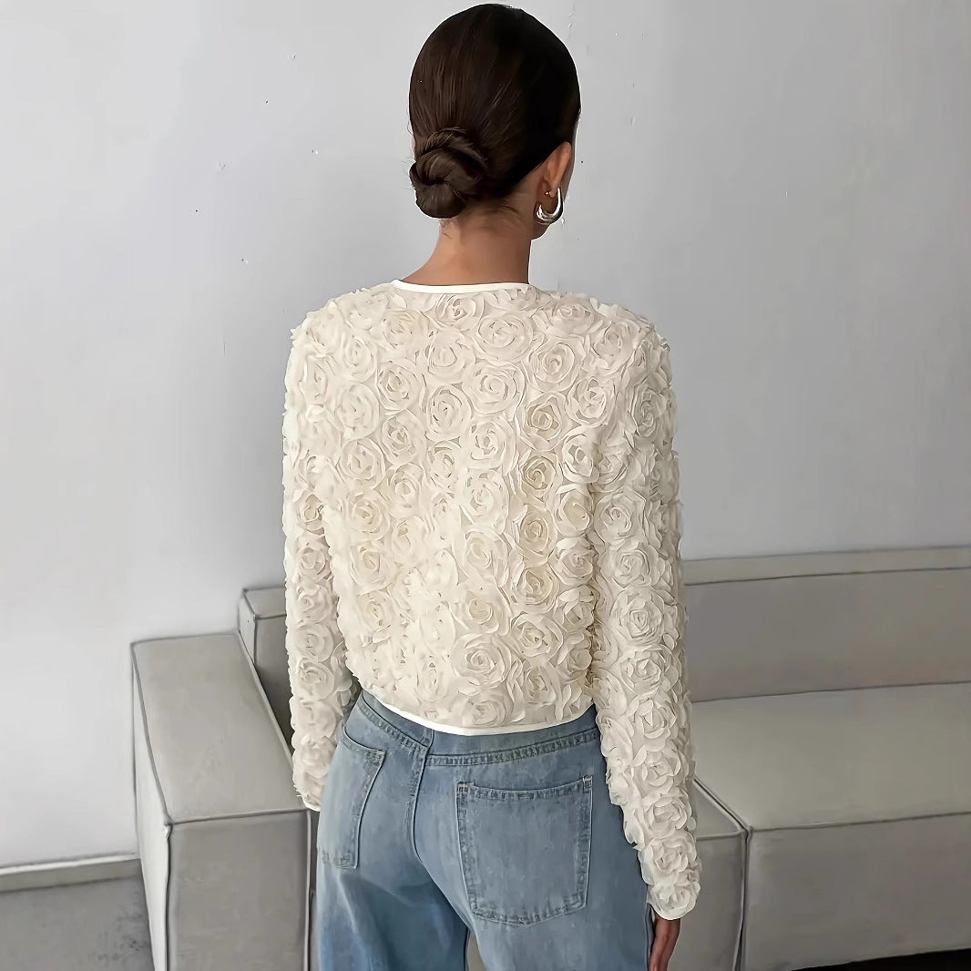 Ella | Women's Blazer Jacket with Floral Appliqués