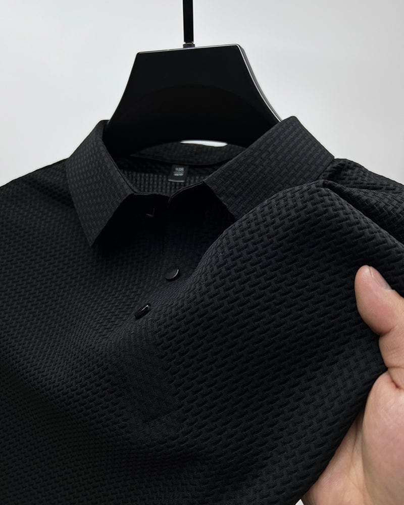 Xavier | Men’s Textured Geometric Knit Polo Shirt | Modern