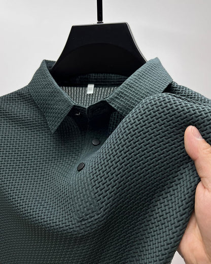 Xavier | Men’s Textured Geometric Knit Polo Shirt | Modern