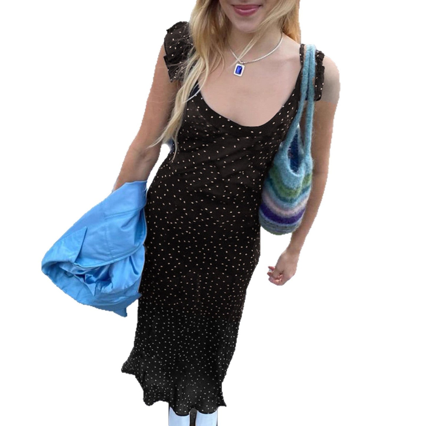 Harlow | Women’s polka dot maxi dress with spaghetti straps
