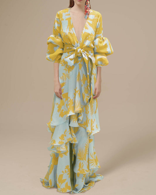 Feline | Printed dress with wrap design and tie waist