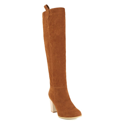 Kathleen | Knee-High Suede Boots with Block Heel