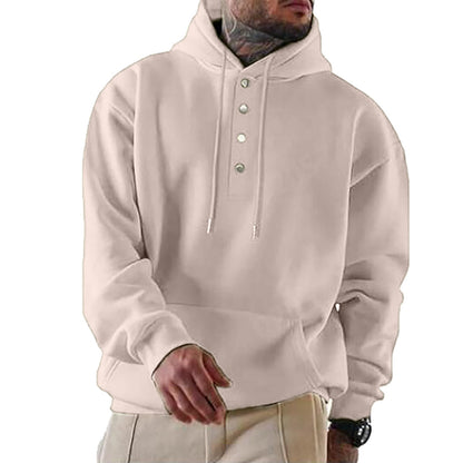 Robert | Men's Hoodie with Button Placket and Hood