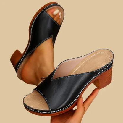Lorina | Women Open Toe Sandals with Chunky Heel and Slip On Design