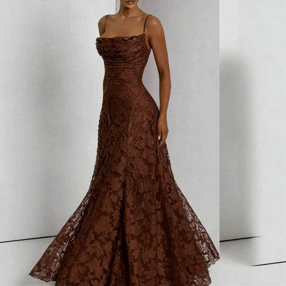 Elowen | Women’s maxi dress with floral lace appliqués