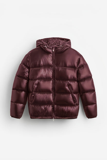 Daniel | Men's Glossy Quilted Jacket with Adjustable Hood