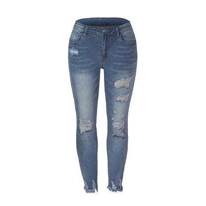 Mila | Women's Ripped Jeans with High Rise and Raw Edge Hem