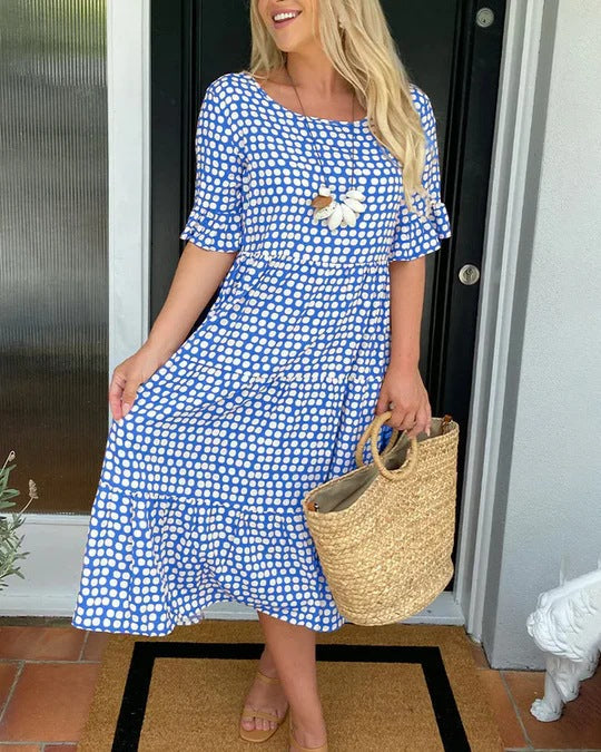 Isabella | Women's tiered printed midi summer dress with flowy fit