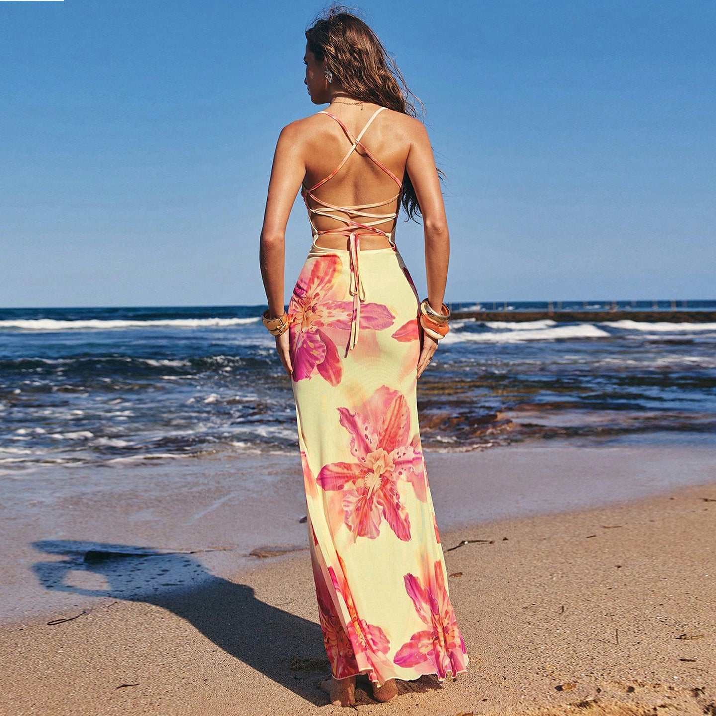 Isadora | Women’s floral maxi dress with adjustable straps