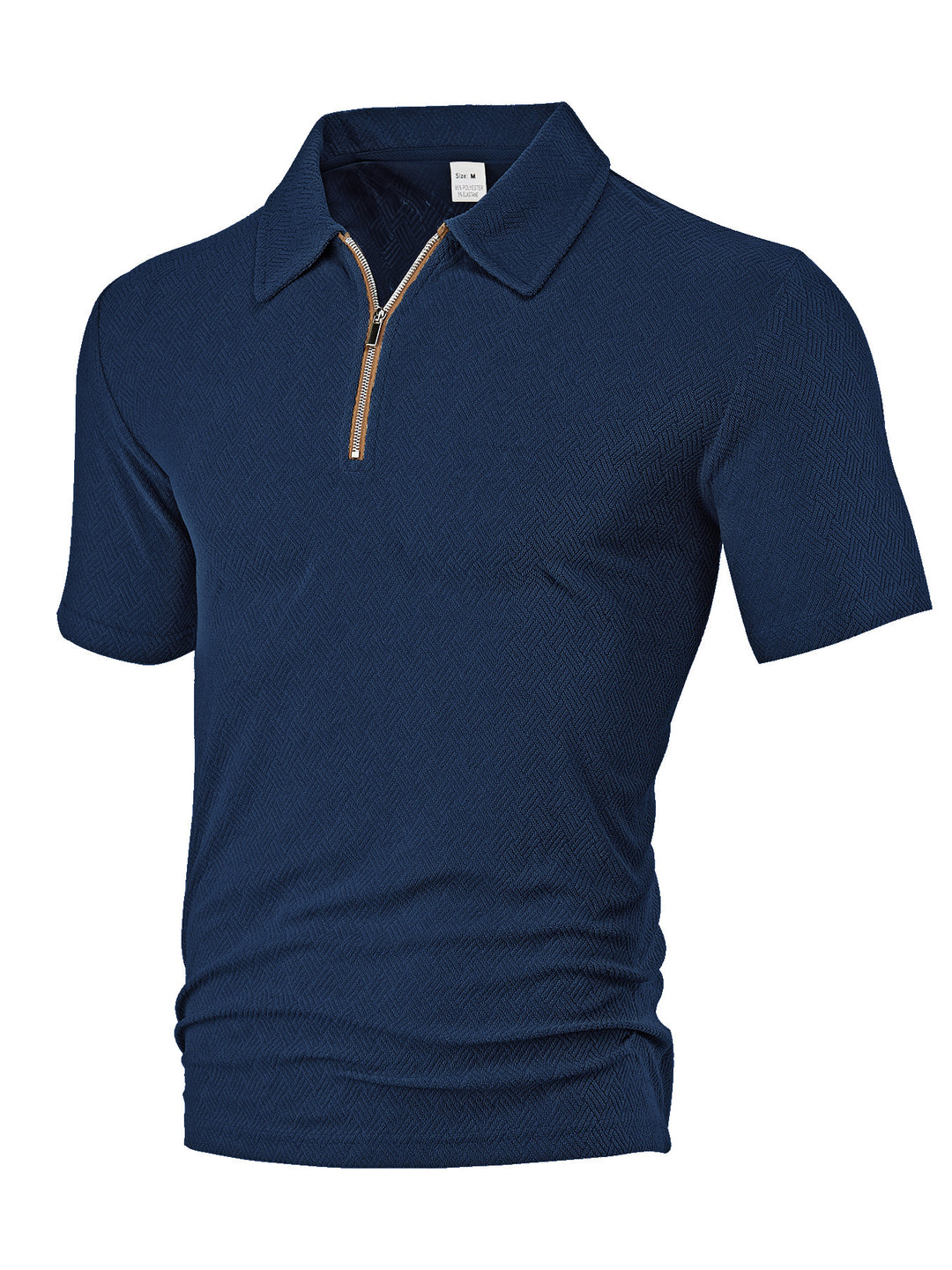 Waylon | Men’s Textured Zip-Placket Knit Polo Shirt | Zipper