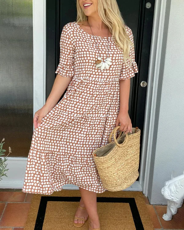 Isabella | Women's tiered printed midi summer dress with flowy fit