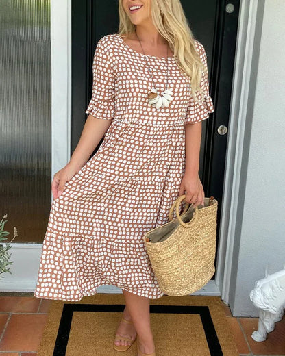 Isabella | Women's tiered printed midi summer dress with flowy fit