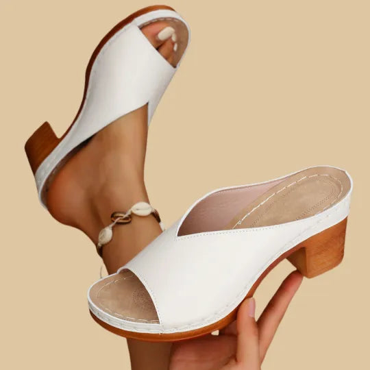 Lorina | Women Open Toe Sandals with Chunky Heel and Slip On Design