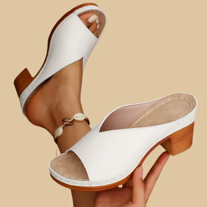 Lorina | Women Open Toe Sandals with Chunky Heel and Slip On Design