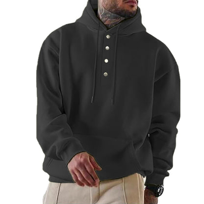 Robert | Men's Hoodie with Button Placket and Hood