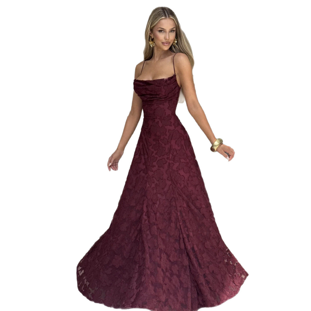 Elowen | Women’s maxi dress with floral lace appliqués