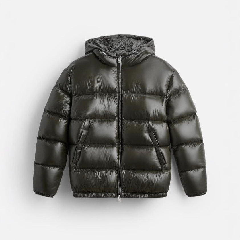 Daniel | Men's Glossy Quilted Jacket with Adjustable Hood
