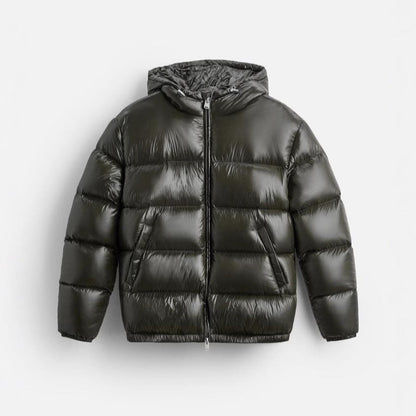 Daniel | Men's Glossy Quilted Jacket with Adjustable Hood