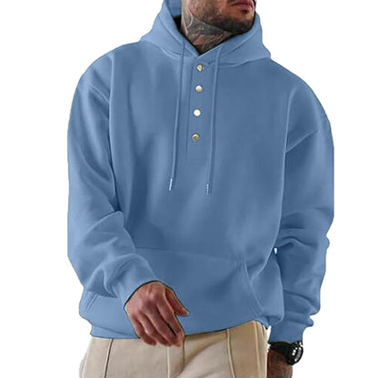 Robert | Men's Hoodie with Button Placket and Hood