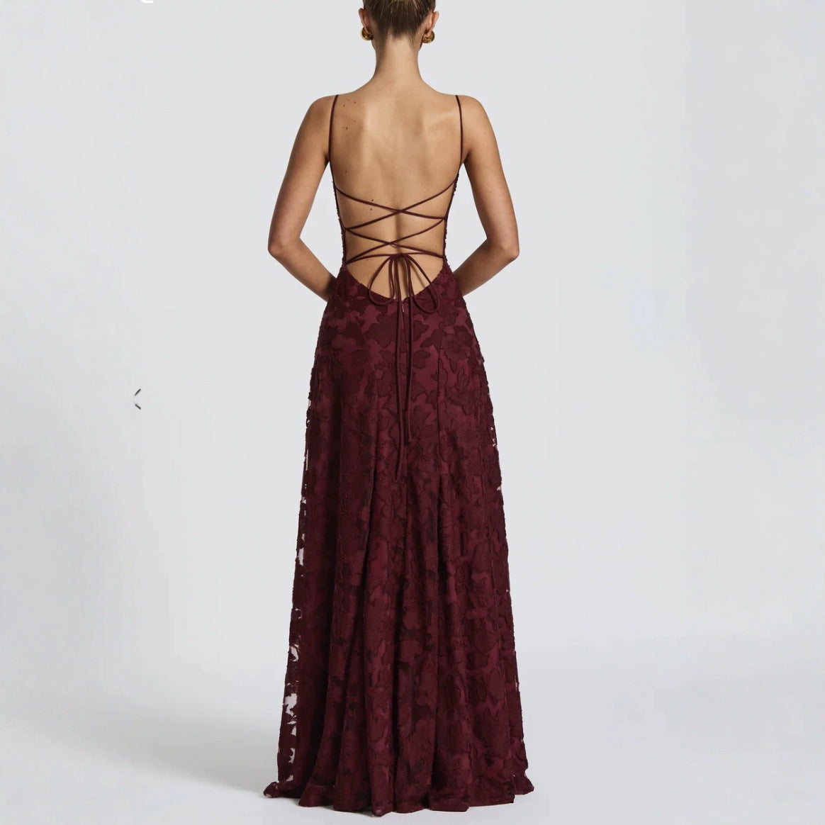 Elowen | Women’s maxi dress with floral lace appliqués