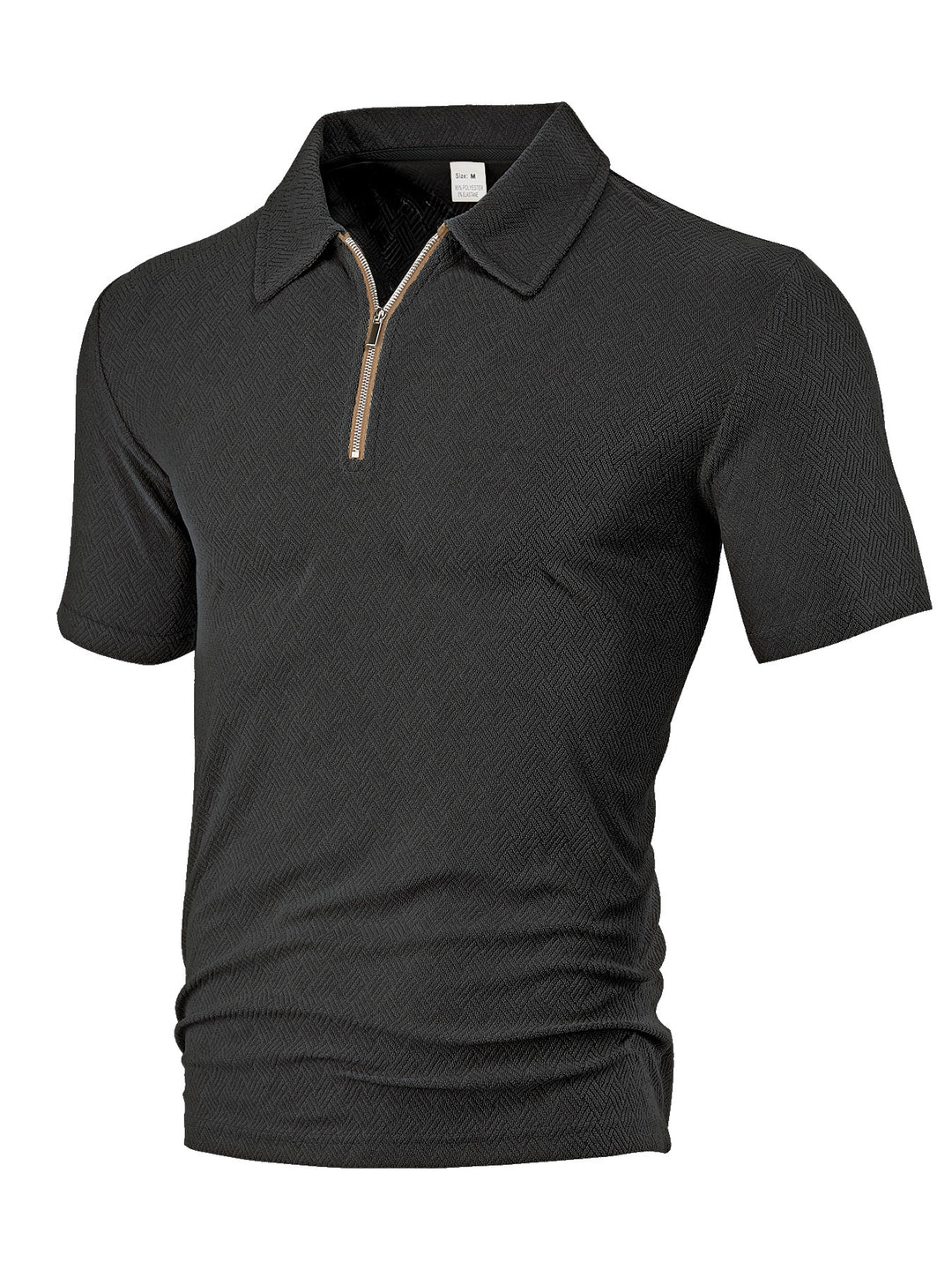 Waylon | Men’s Textured Zip-Placket Knit Polo Shirt | Zipper