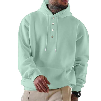 Robert | Men's Hoodie with Button Placket and Hood