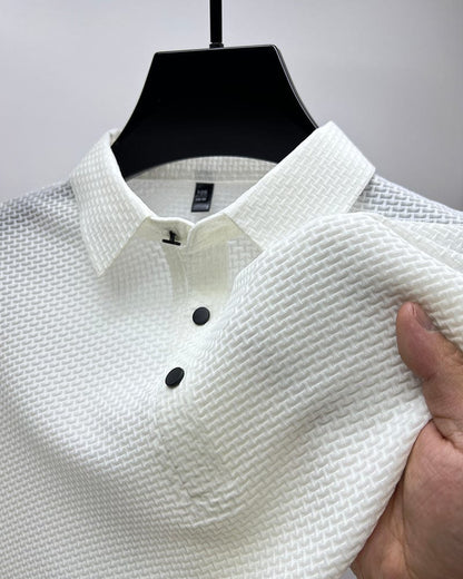 Xavier | Men’s Textured Geometric Knit Polo Shirt | Modern