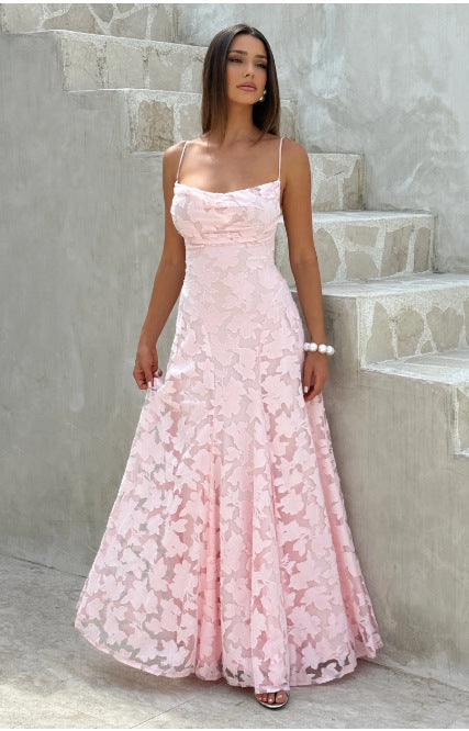 Elowen | Women’s maxi dress with floral lace appliqués