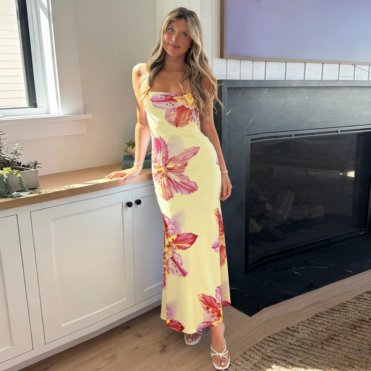 Isadora | Women’s floral maxi dress with adjustable straps